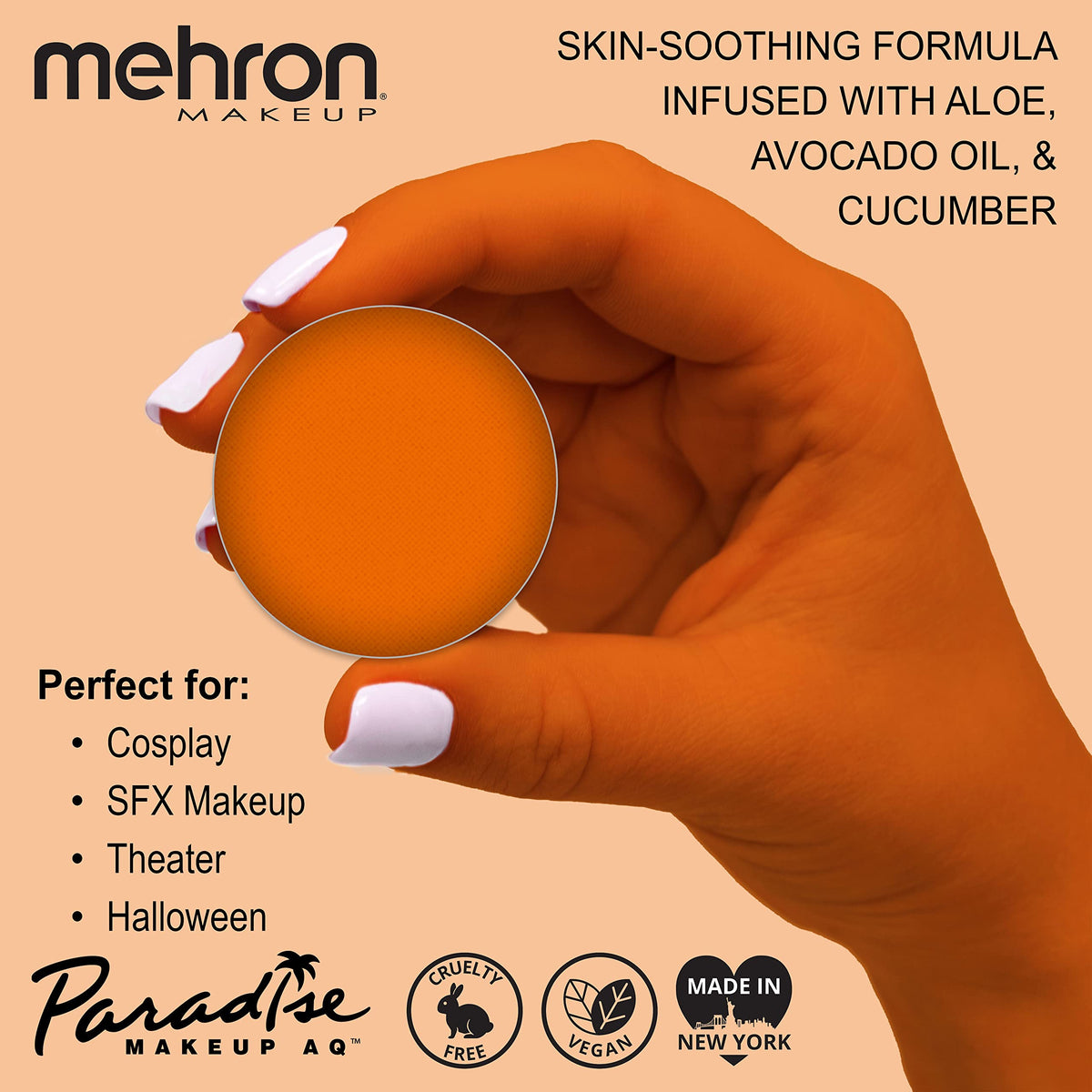 Mehron Paradise Makeup AQ Orange face paint with brush