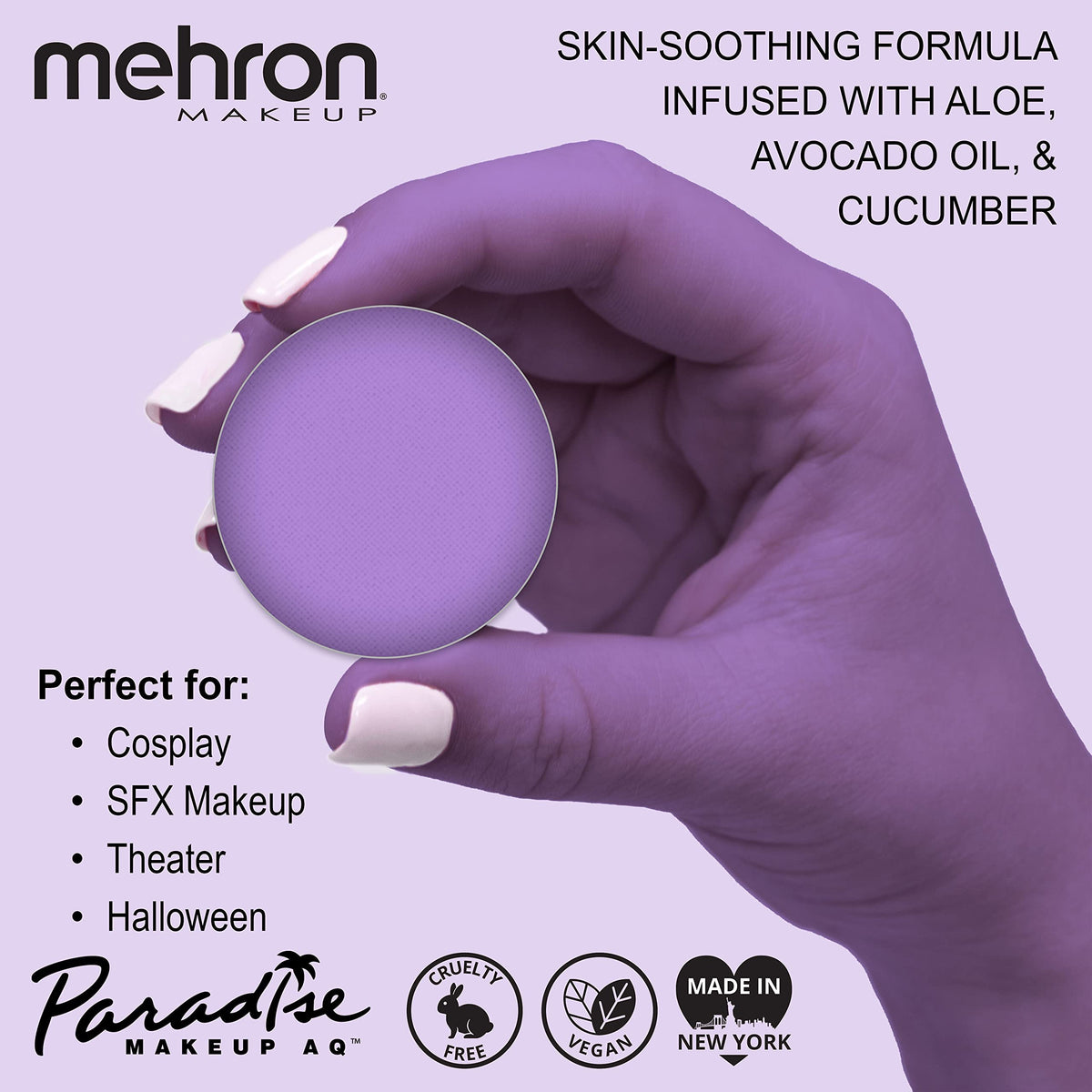 Mehron Paradise Makeup AQ Purple paint with brush and water