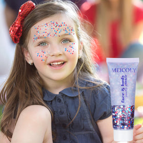 MEICOLY 250g Patriotic Body Glitter on lips