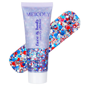 MEICOLY 250g Patriotic Body Glitter red white and blue front view