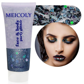 MEICOLY Black Face Glitter 50ml holographic sequins front view