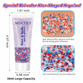 MEICOLY body glitter packaging with star shaped sequins