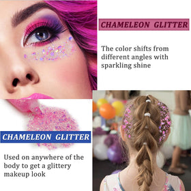 MEICOLY Chameleon Body Glitter Gel applied on skin
