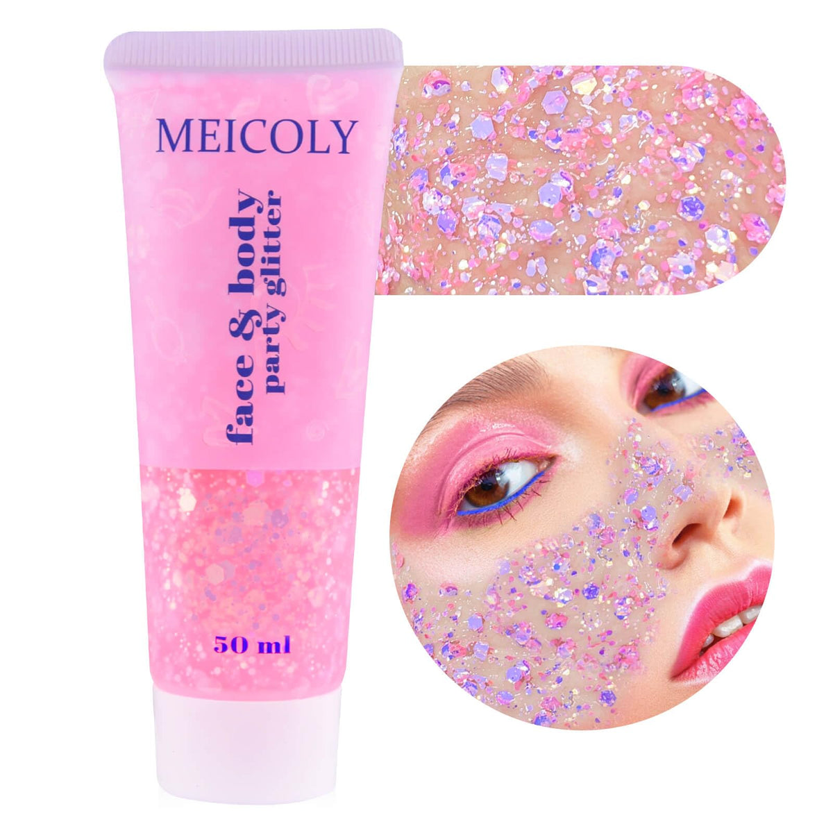 MEICOLY Chameleon Body Glitter Gel light pink tube front view