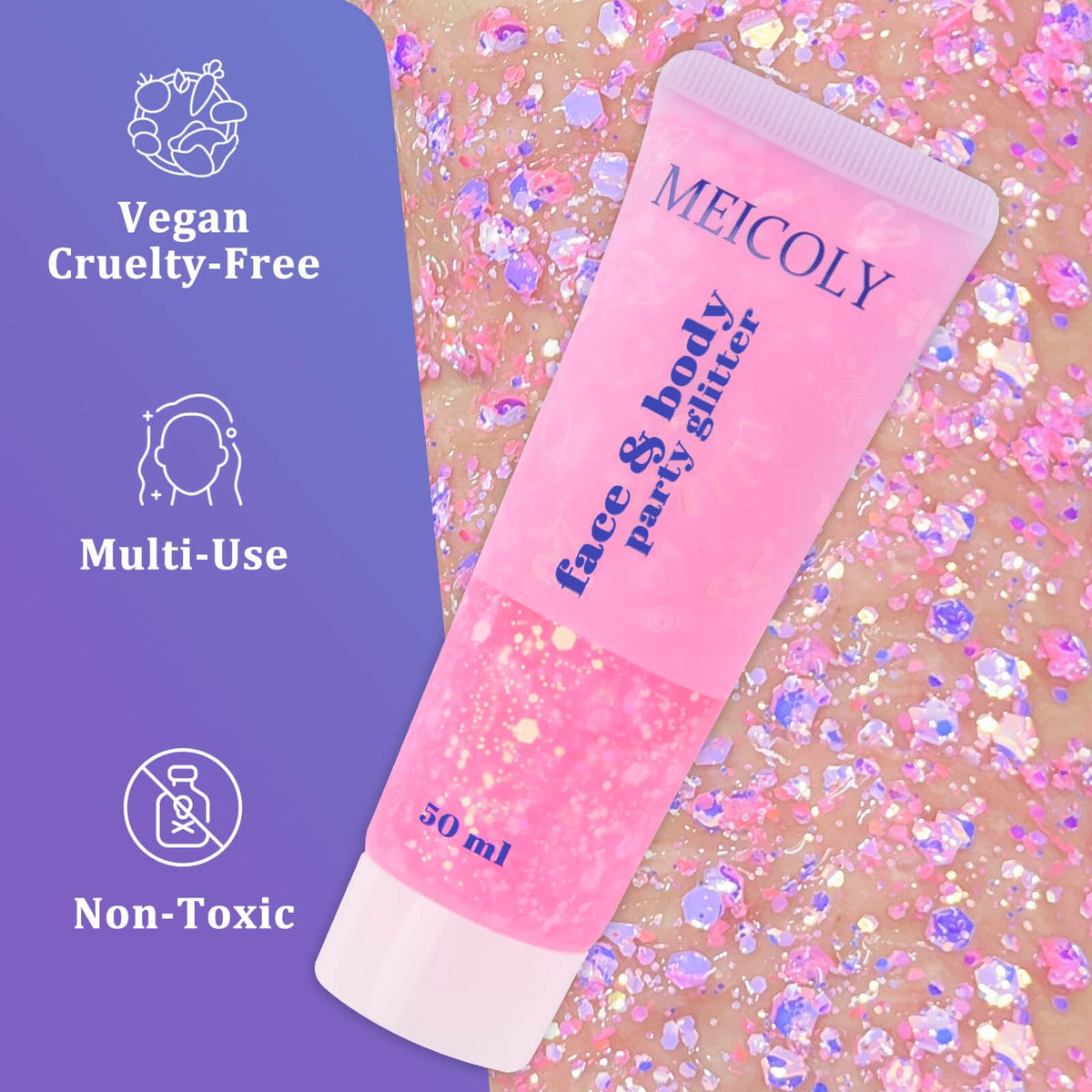 MEICOLY Chameleon Body Glitter Gel swatch on hand