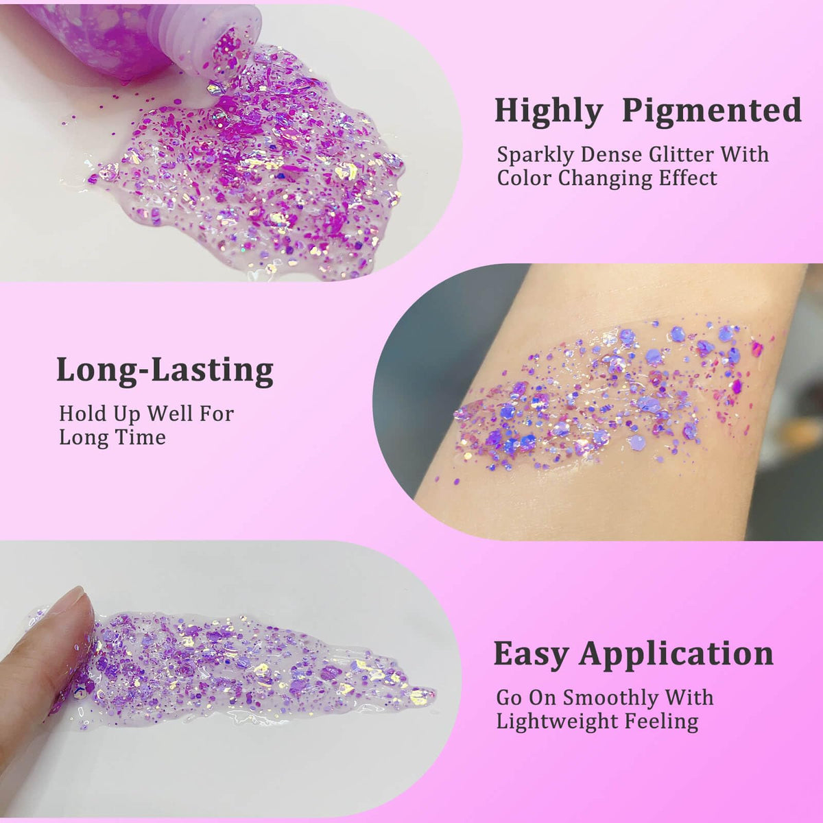 MEICOLY Chameleon Body Glitter in a festival setting