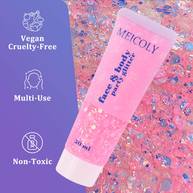 MEICOLY Chameleon Body Glitter in use on hair and face