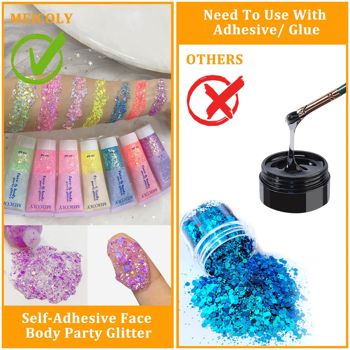 MEICOLY Chameleon Body Glitter tube with cap