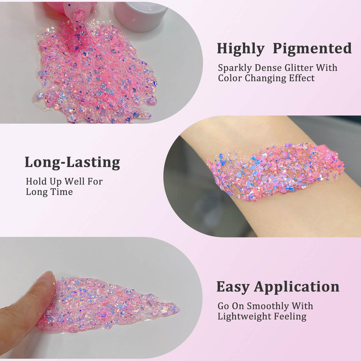 MEICOLY Chameleon Body Glitter tube with cap off showing gel