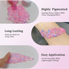 MEICOLY Chameleon Body Glitter tube with cap off showing gel