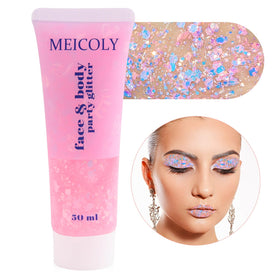 MEICOLY Chameleon Body Glitter tube with dimensions on display