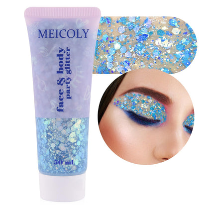 MEICOLY Chameleon Mermaid Blue Body Glitter tube front view