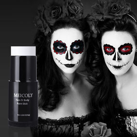 MEICOLY Clown White Face Body Paint Stick in use for Halloween makeup