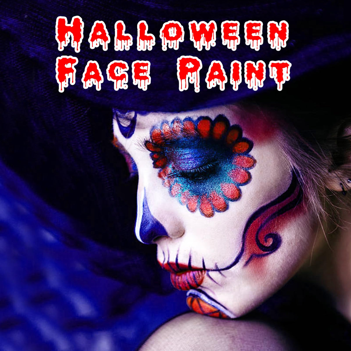 MEICOLY Face Paint Stick Set in use for Halloween makeup
