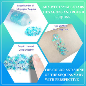 MEICOLY Light Blue Body Glitter Gel used on hair for a festival look