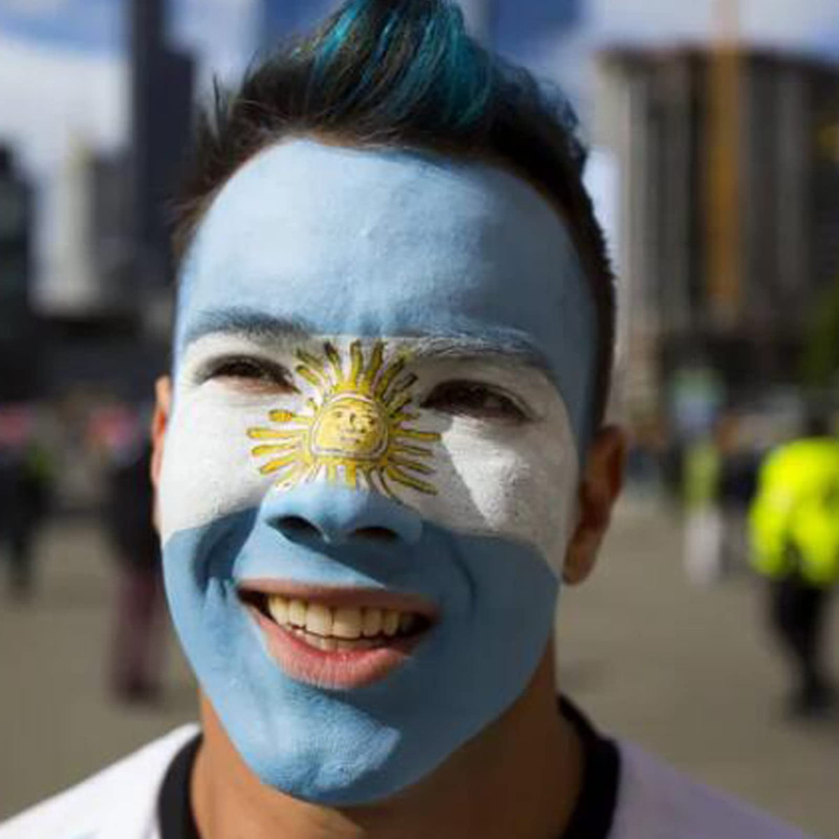 MEICOLY Light Blue Face Body Paint Stick in use at a costume party