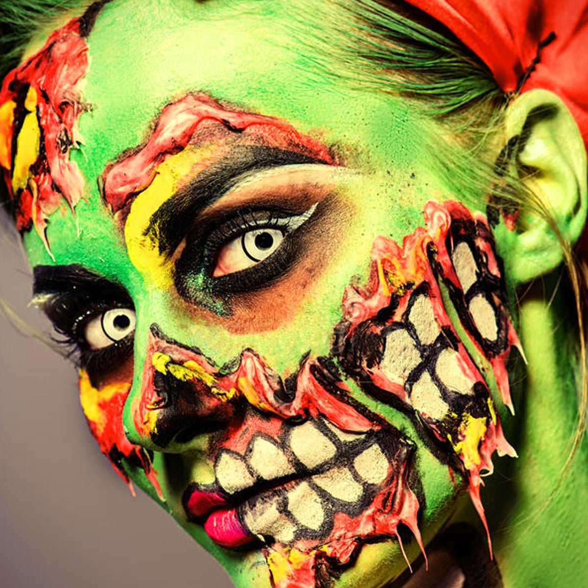 MEICOLY Light Green Face Body Paint in festive setting