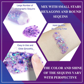 MEICOLY Light Purple Body Glitter on a festival outfit