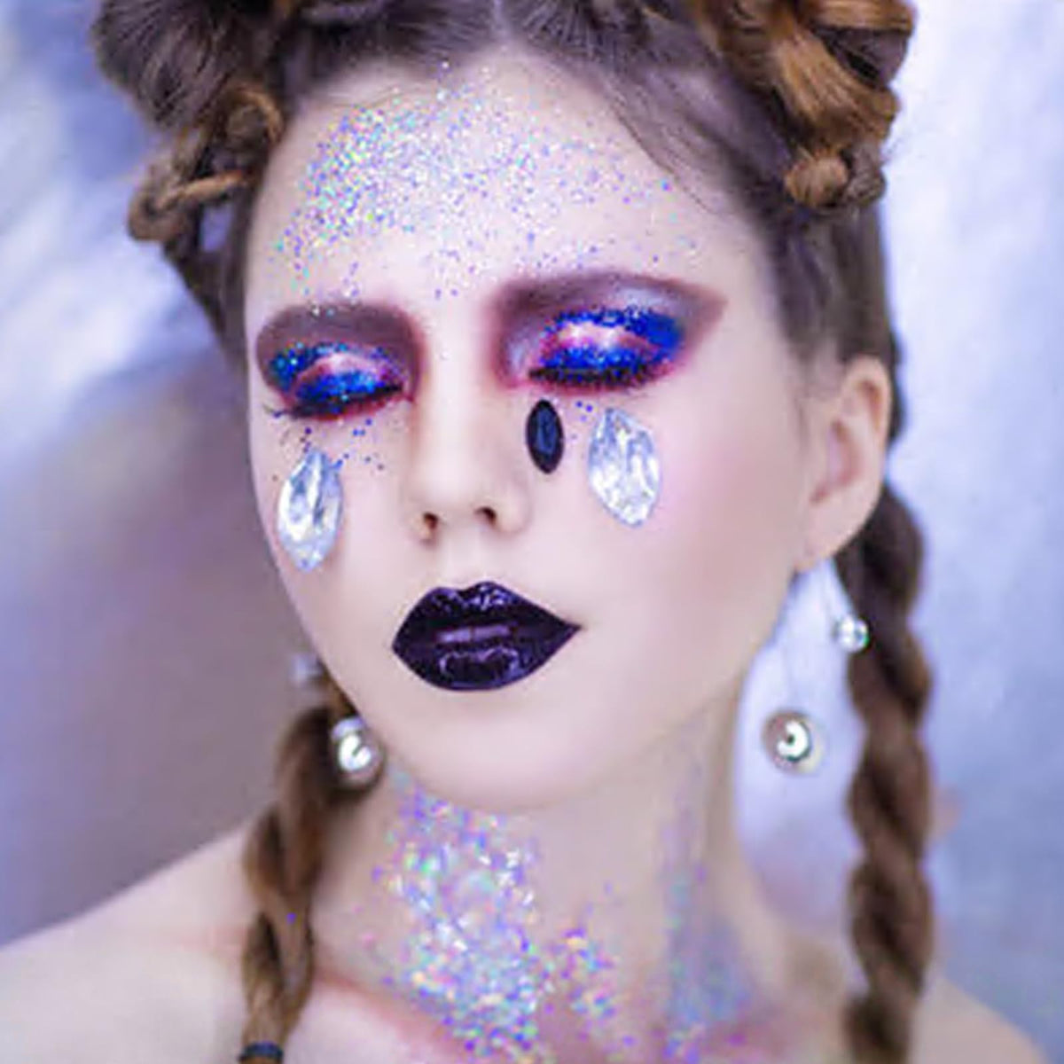 MEICOLY Light Purple Body Glitter with a festive background