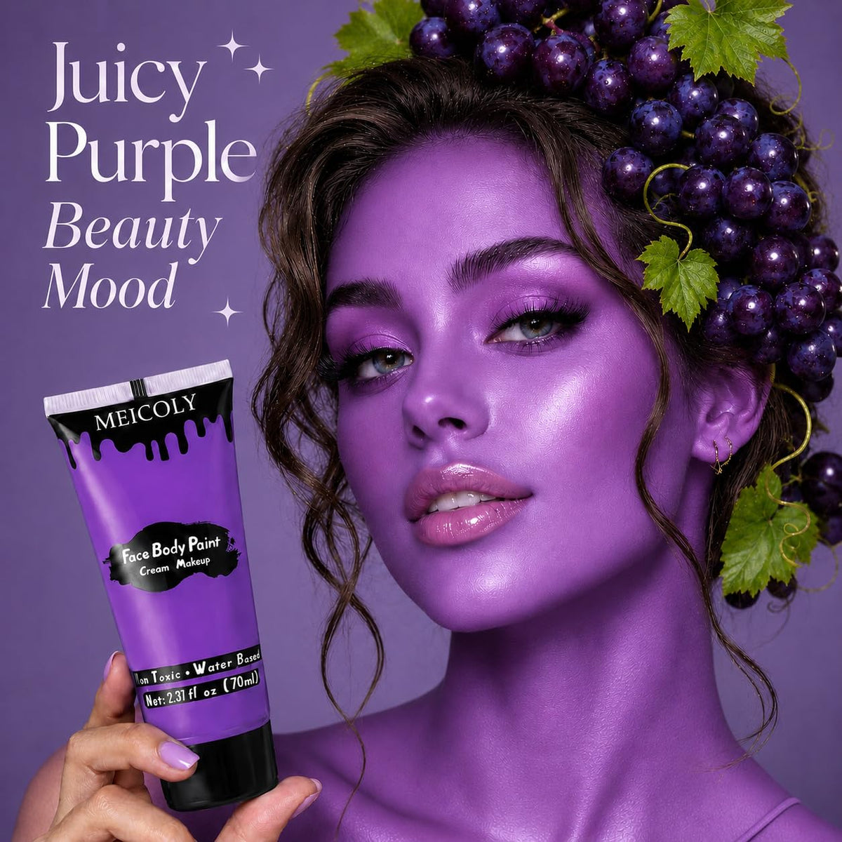 MEICOLY light purple face body paint application on skin