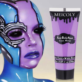 MEICOLY light purple face body paint being applied with a brush