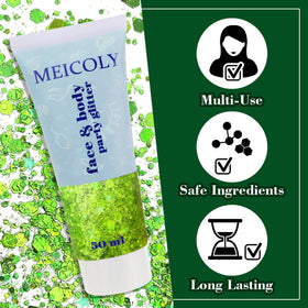 MEICOLY Lime Green Body Glitter jar with packaging