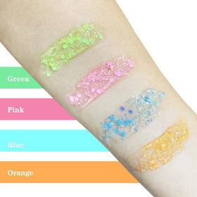 MEICOLY Neon Orange Body Glitter Gel in use at a festival