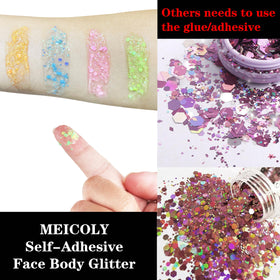 MEICOLY Neon Orange Body Glitter Gel under UV light