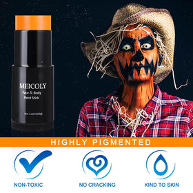 MEICOLY Orange Face Body Paint Stick with cap