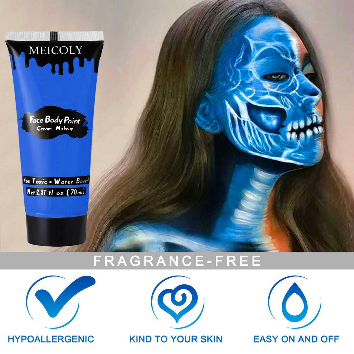 MEICOLY Royal Blue Face Body Paint texture on brush