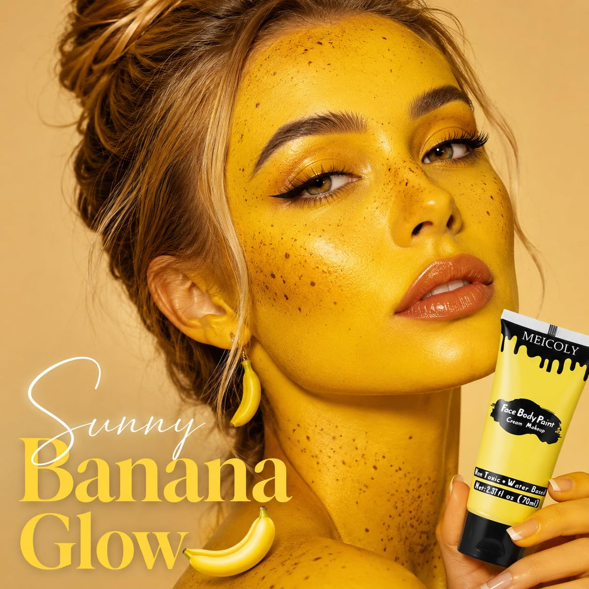 MEICOLY Yellow Face Body Paint application on skin