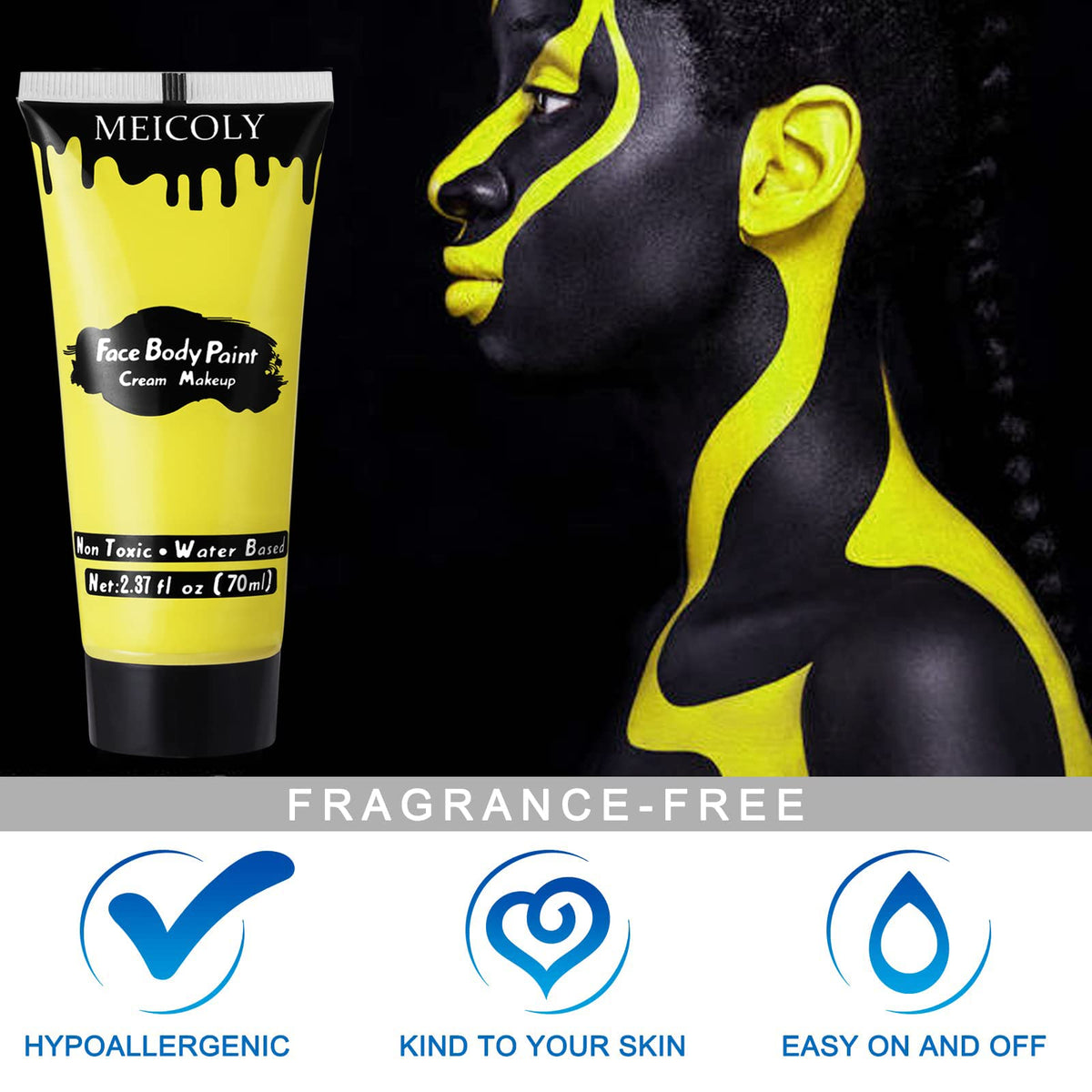 MEICOLY Yellow Face Body Paint in use at a party