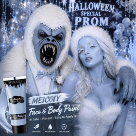 MEICOLY Zombie Makeup light blue grey body paint in use at a Halloween party