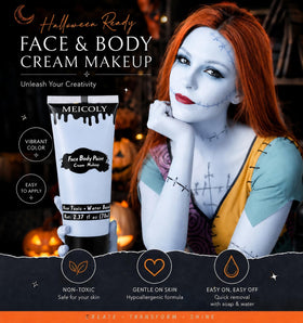 MEICOLY Zombie Makeup light blue grey body paint with brushes