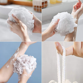 Meirrnyyu bath loofah sponge in use during a shower