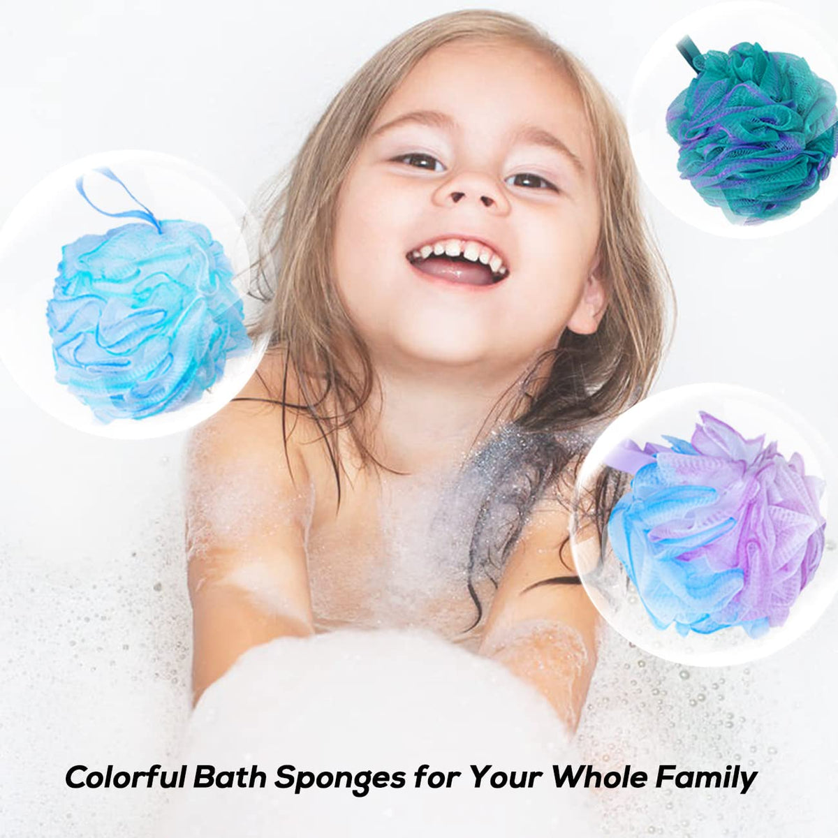Meirrnyyu Shower Loofah in vibrant colours on a towel
