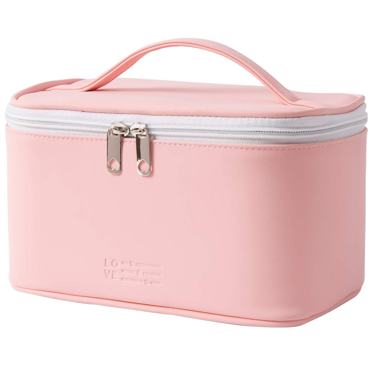 Meiyuuo Travel Makeup Bag front view in light pink