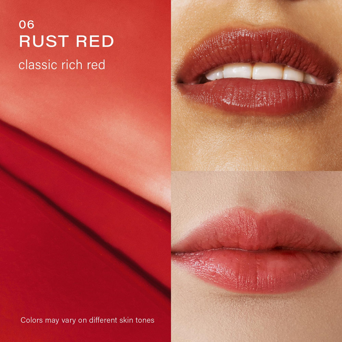 Melixir Vegan Lip Butter #06 Rust Red swatch on skin