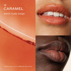Melixir Vegan Lip Butter #12 Caramel swatched on lips