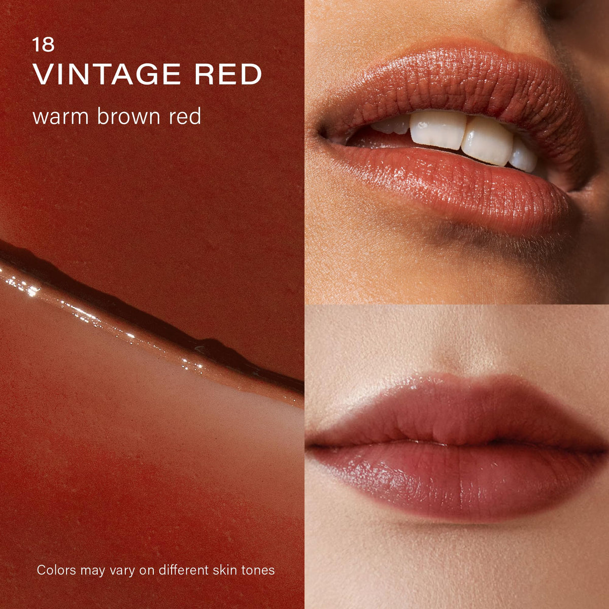 Melixir Vegan Lip Butter #18 Vintage Red swatch on skin