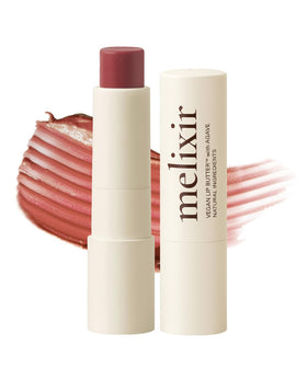 Melixir Vegan Lip Butter Nudy Rose front view with packaging