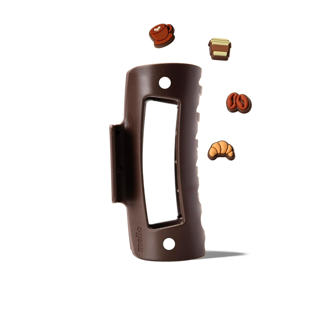 MELLO Medium Charm Hair Clip in dark brown with four decorative charms