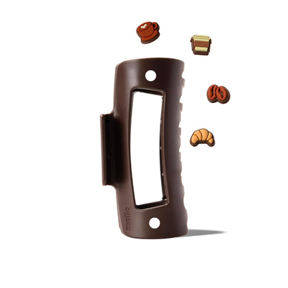 MELLO Medium Charm Hair Clip in dark brown with four decorative charms
