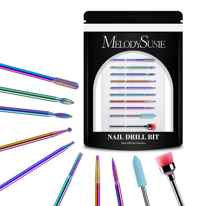 MelodySusie 10pcs Nail Drill Bits Set front view