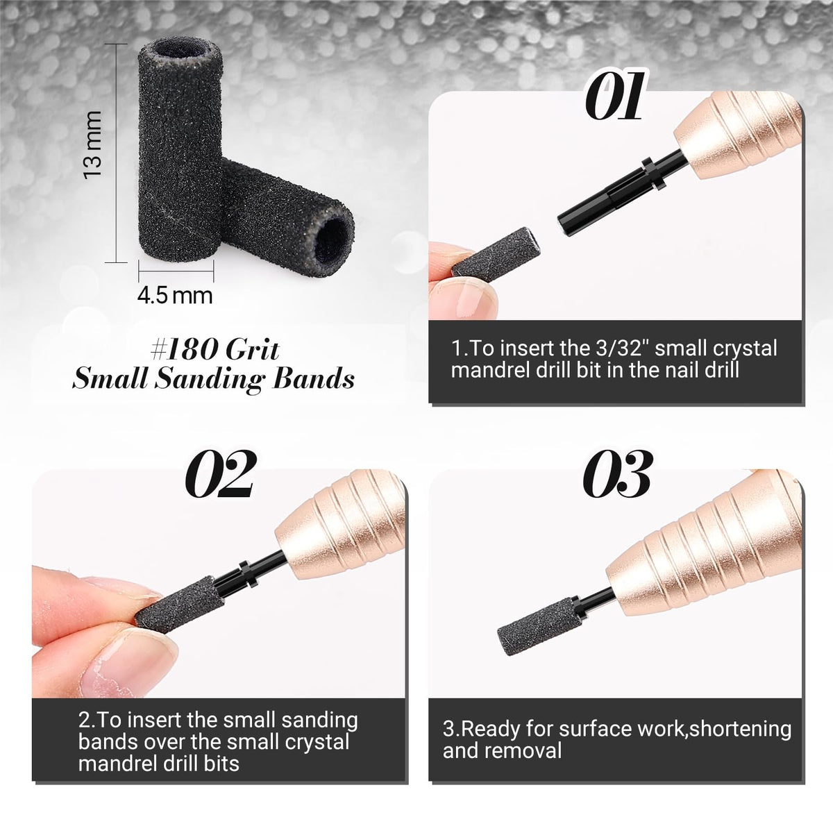 MelodySusie 180 grit sanding bands for nail care