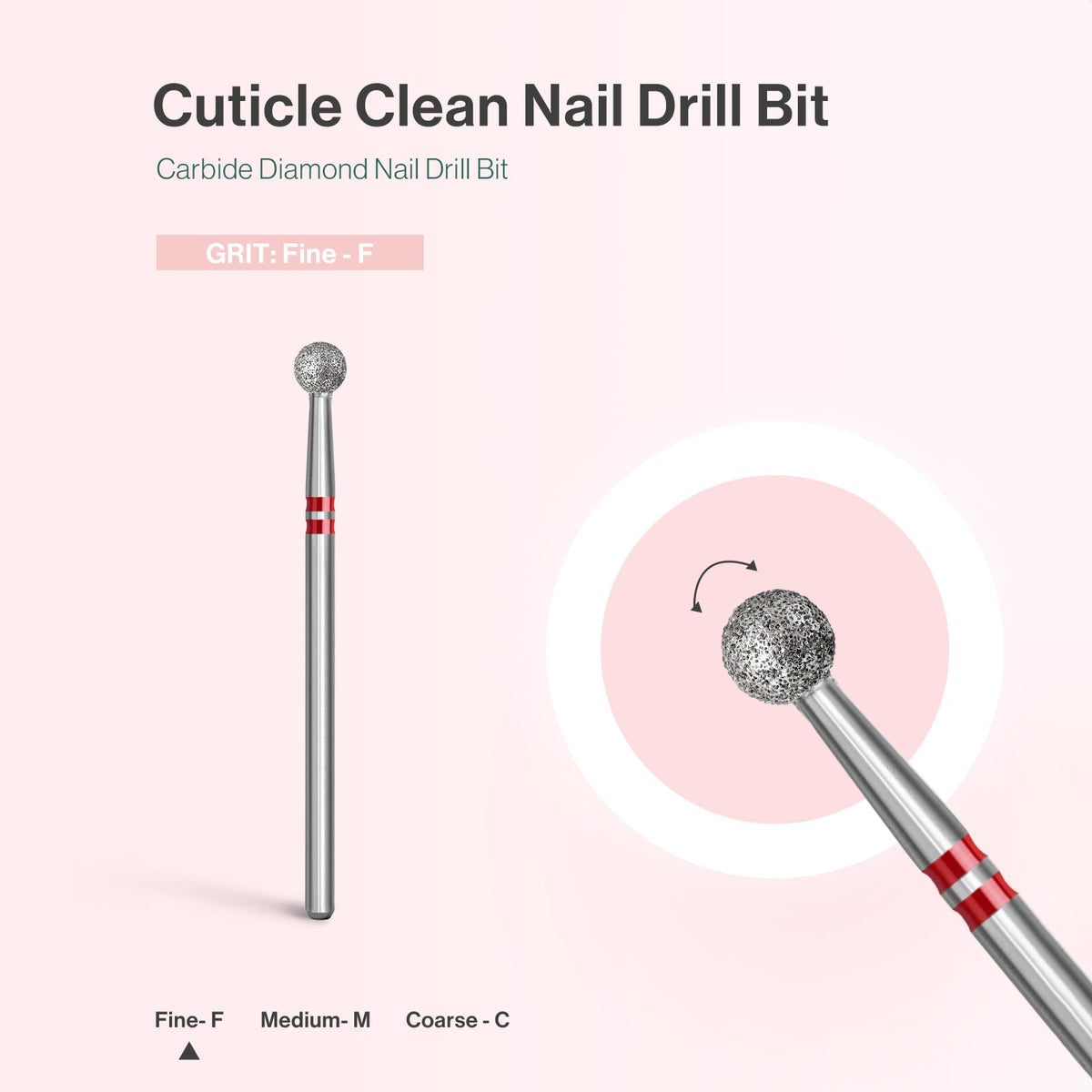 MelodySusie Ball Shape Cuticle Drill Bit on a nail care table