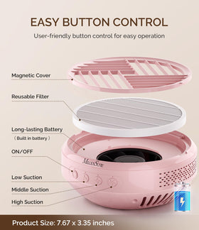 MelodySusie Cordless Nail Dust Collector dimensions on table
