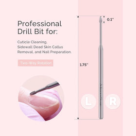 MelodySusie Cuticle Cleaner Nail Drill Bit 3/32'' showing two-way rotation feature
