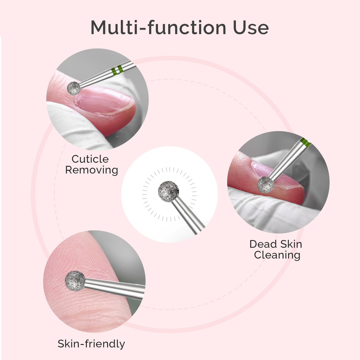 MelodySusie Cuticle Cleaner Nail Drill Bit in use on nails
