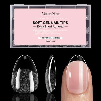 MelodySusie Extra Short Almond Nail Tips packaging front view